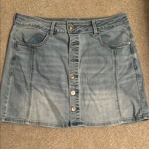 Denim Button-Front Skirt